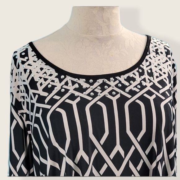 JSP Woman black and white Top with studded neckline XL - Picture 4 of 11